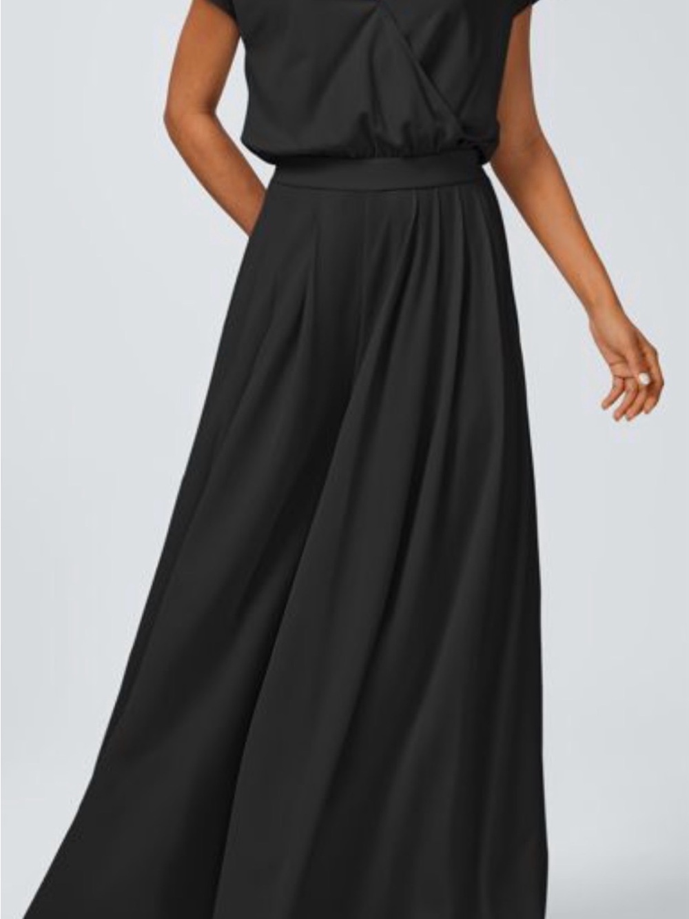 NWT Halara Black Waffle Wide Leg Jumpsuit L Petite